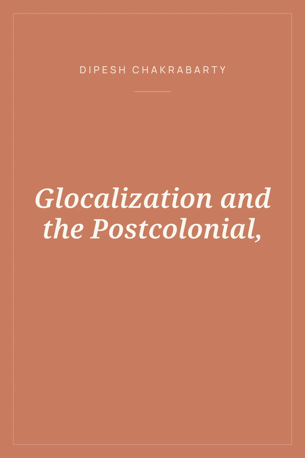 Portada de Glocalization and the Postcolonial,