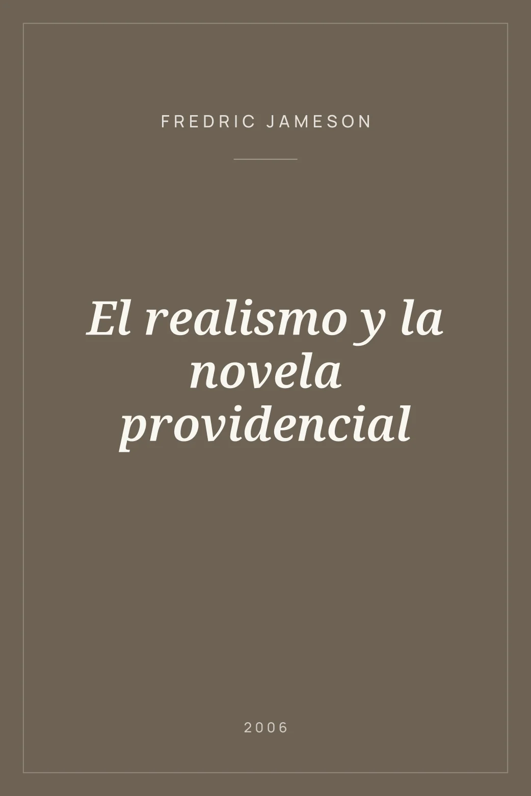 Portada de El realismo y la novela providencial