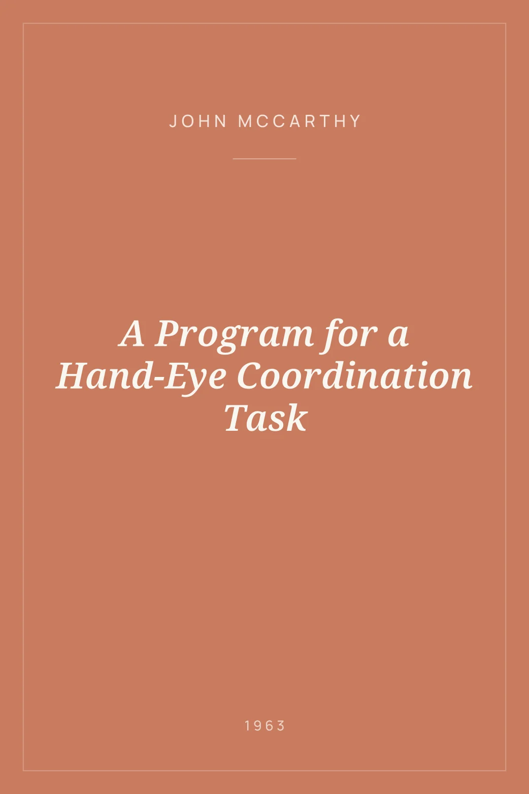 Portada de A Program for a Hand-Eye Coordination Task