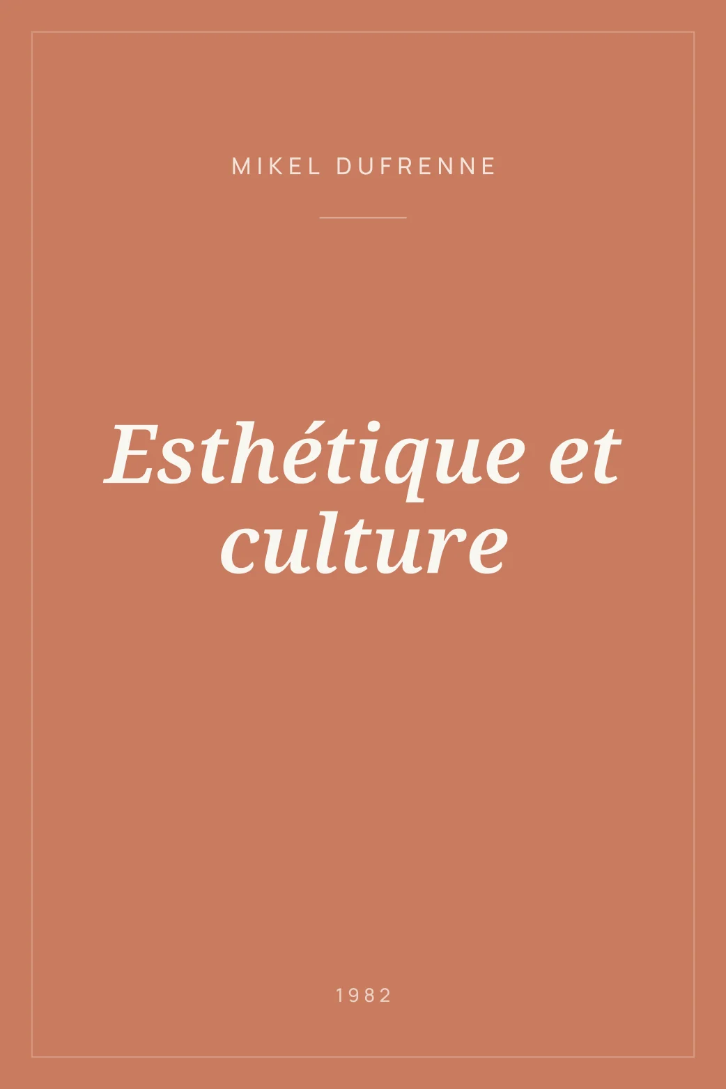 Portada de Esthétique et culture