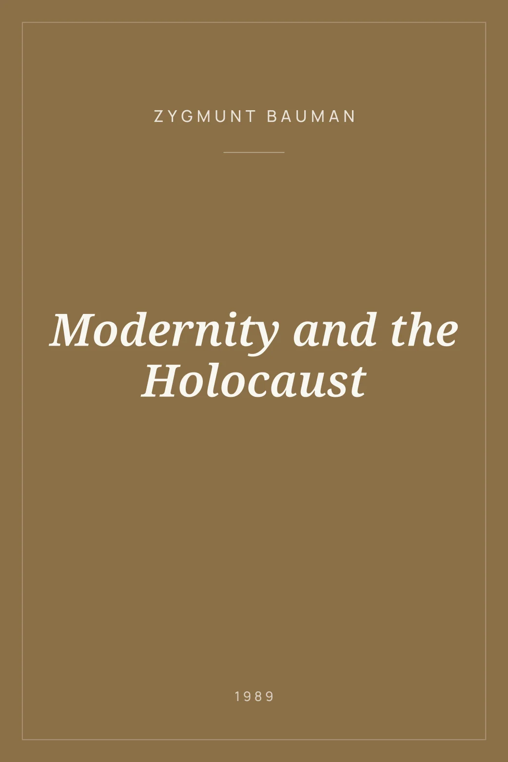 Portada de Modernity and the Holocaust