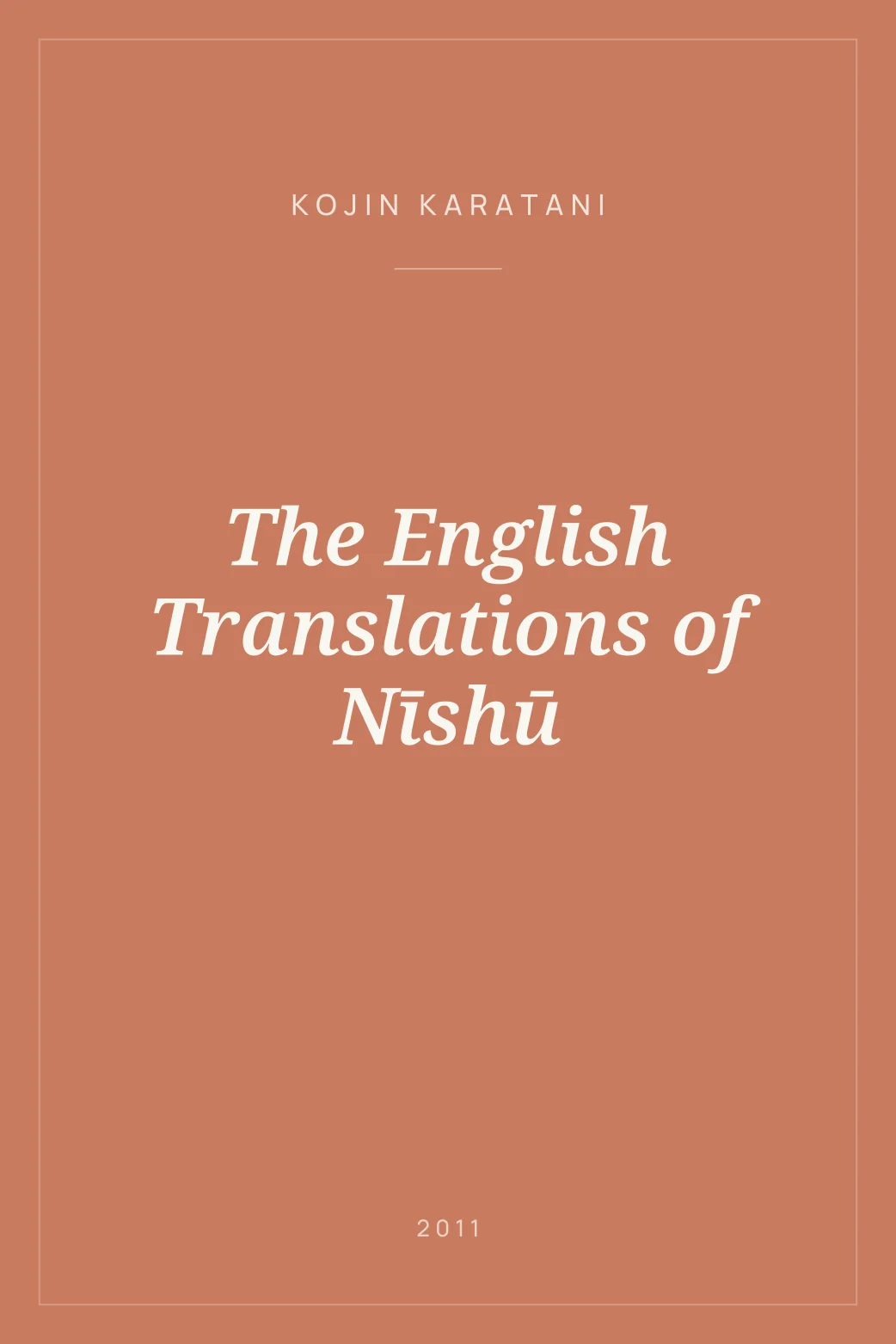 Portada de The English Translations of Nīshū