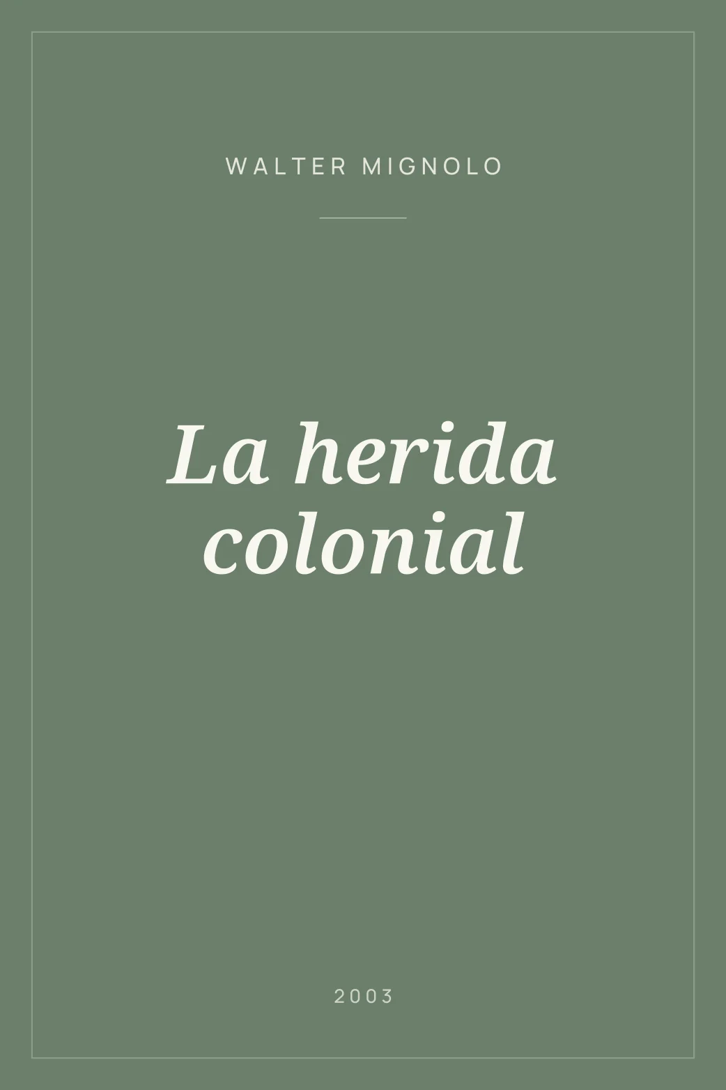 Portada de La herida colonial