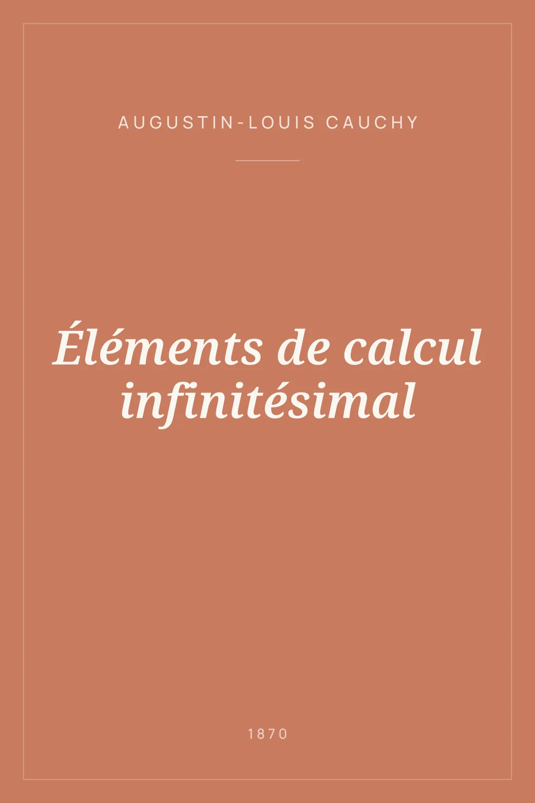 Portada de Éléments de calcul infinitésimal