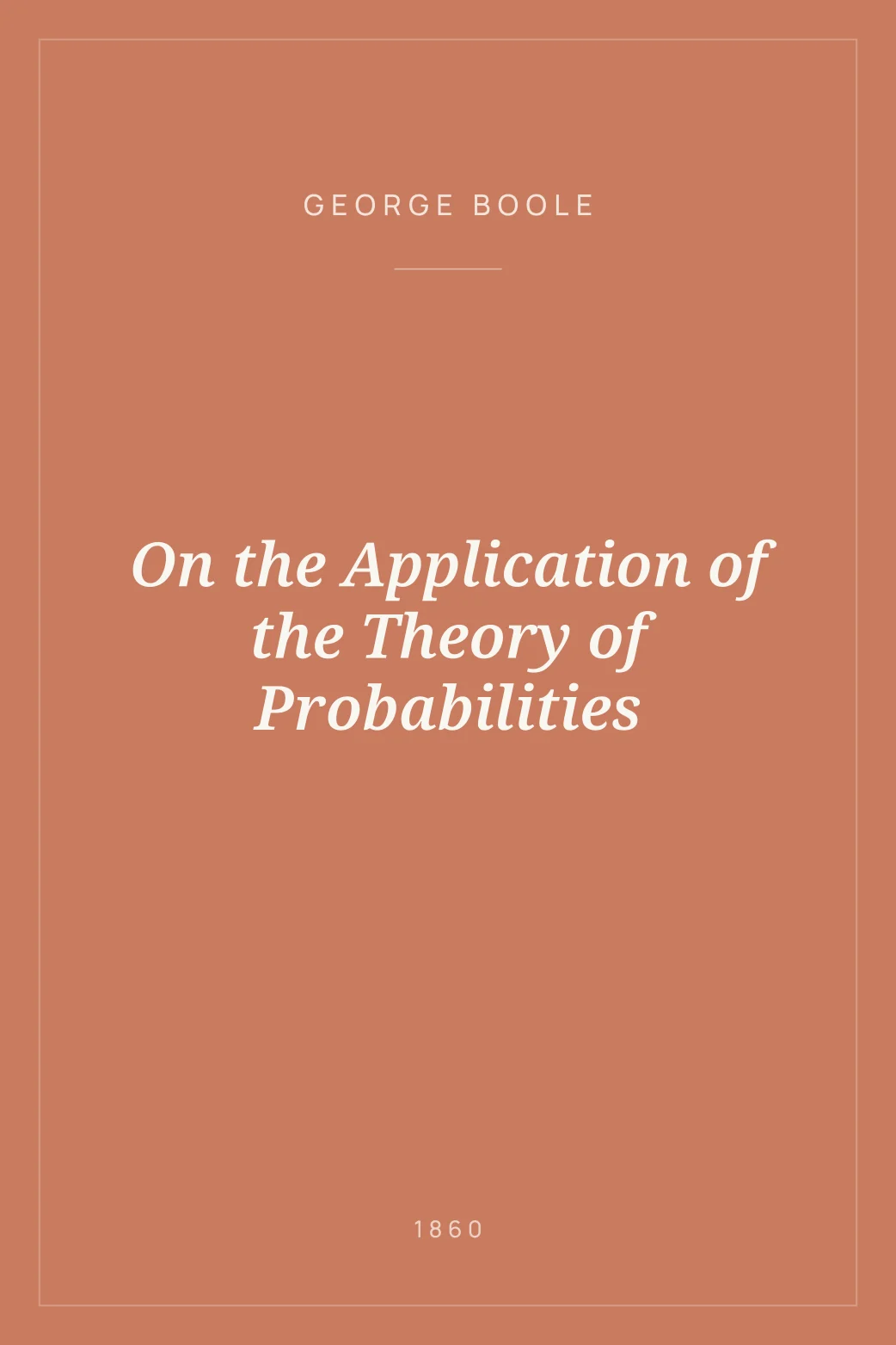Portada de On the Application of the Theory of Probabilities