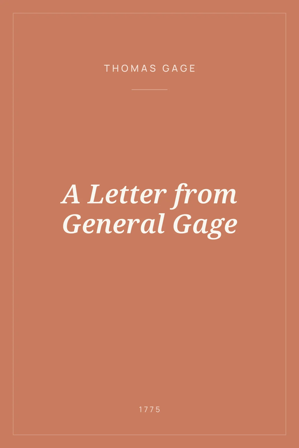 Portada de A Letter from General Gage