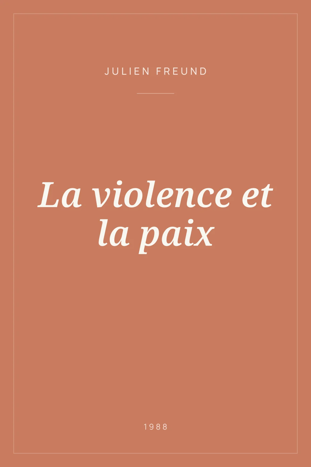 Portada de La violence et la paix