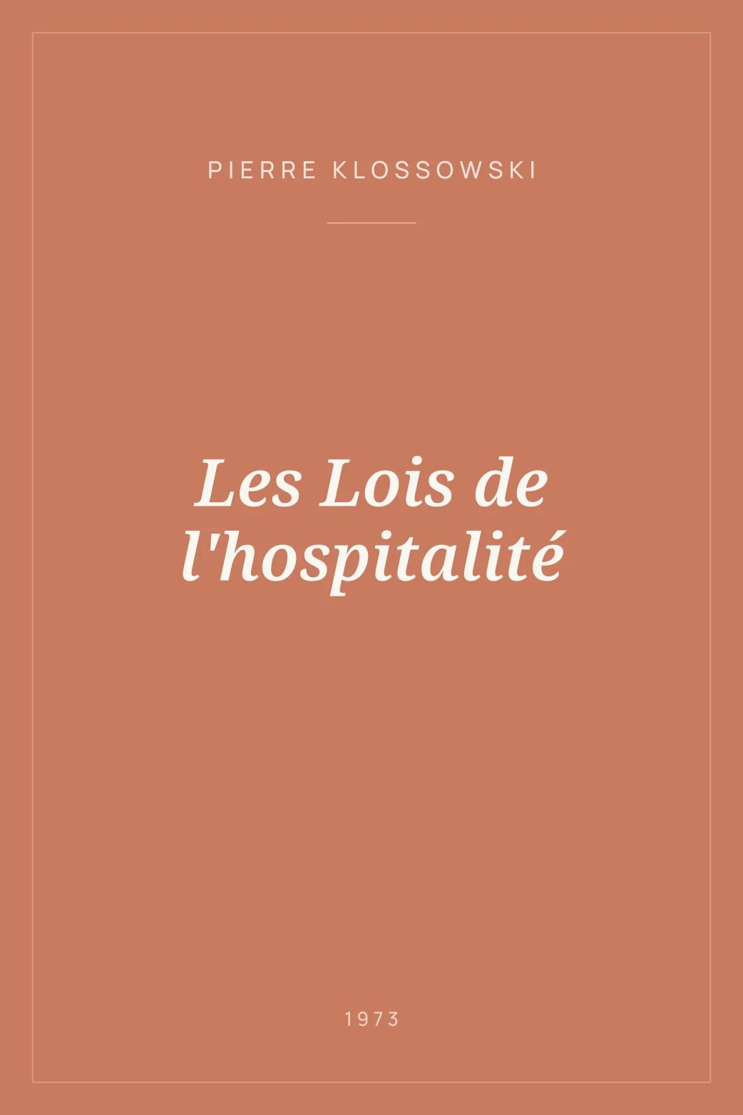 Portada de Les Lois de l'hospitalité