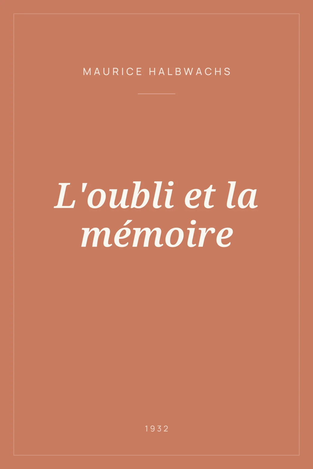 Portada de L'oubli et la mémoire