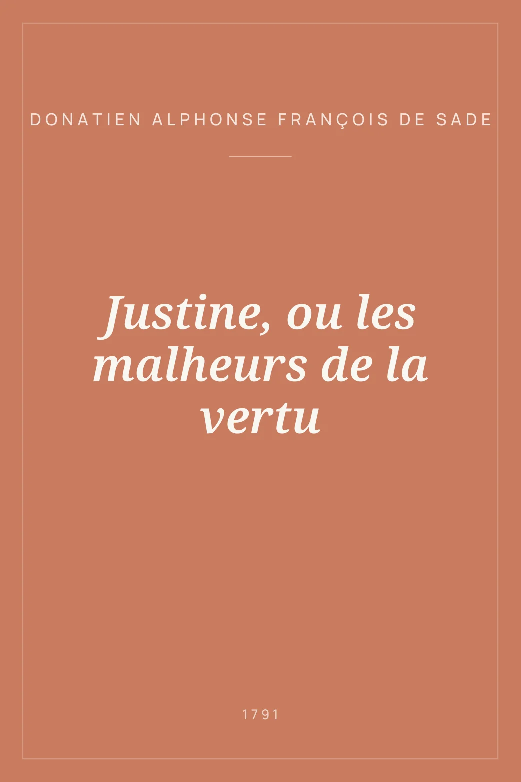 Portada de Justine, ou les malheurs de la vertu