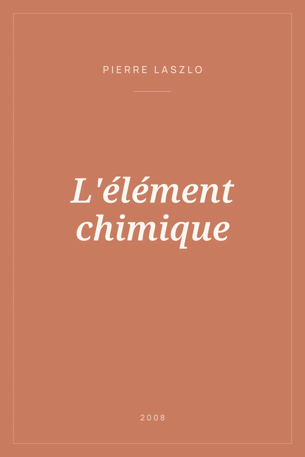 Portada de L'élément chimique