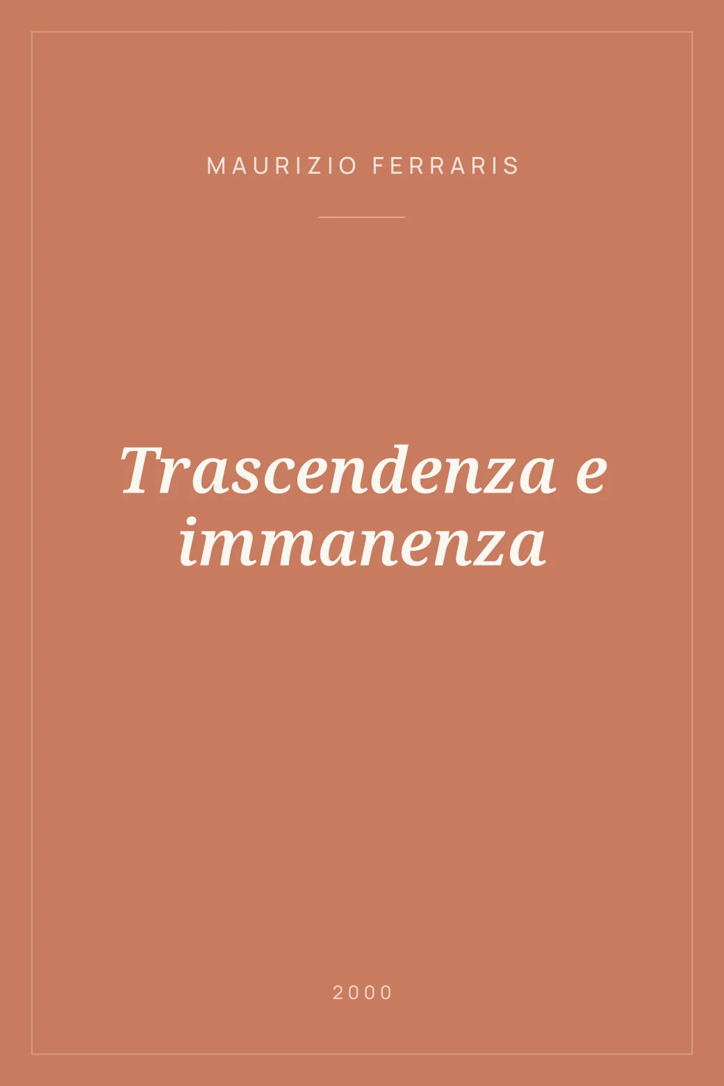 Portada de Trascendenza e immanenza