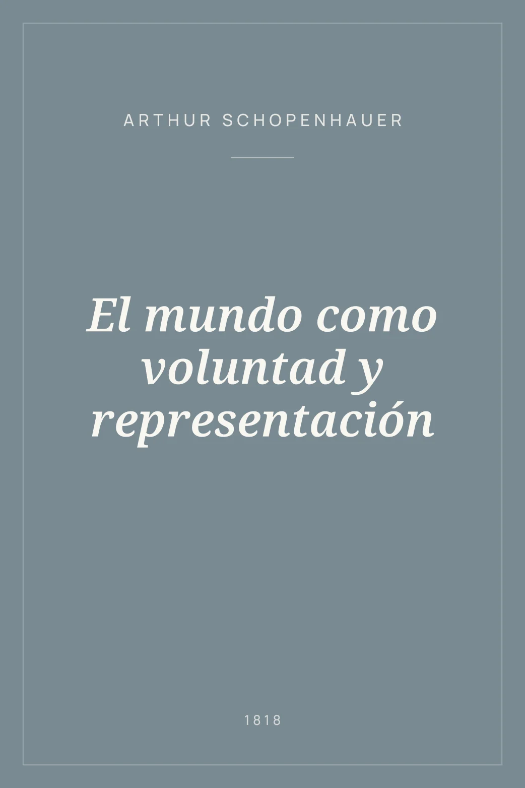 Portada de El mundo como voluntad y representación