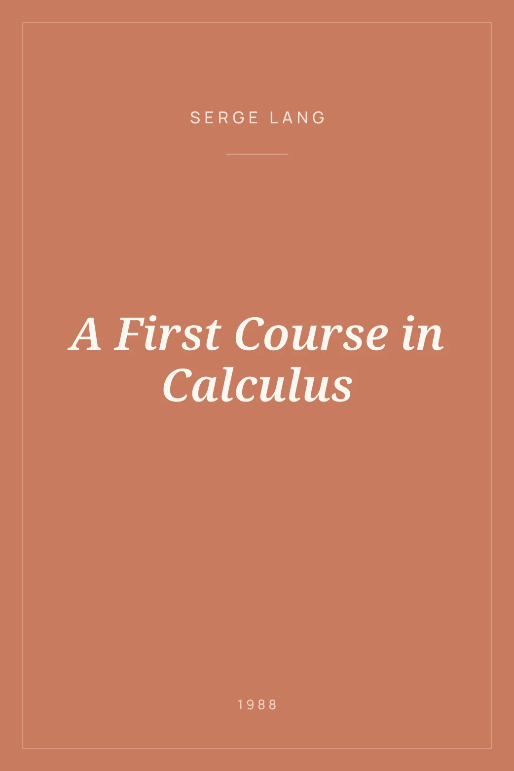 Portada de A First Course in Calculus