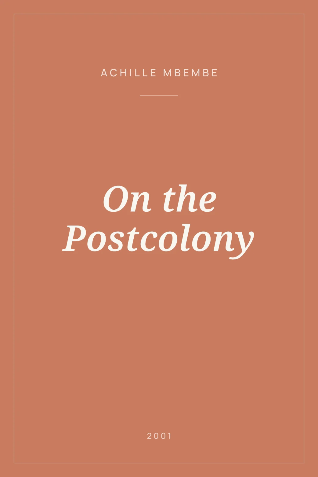 Portada de On the Postcolony