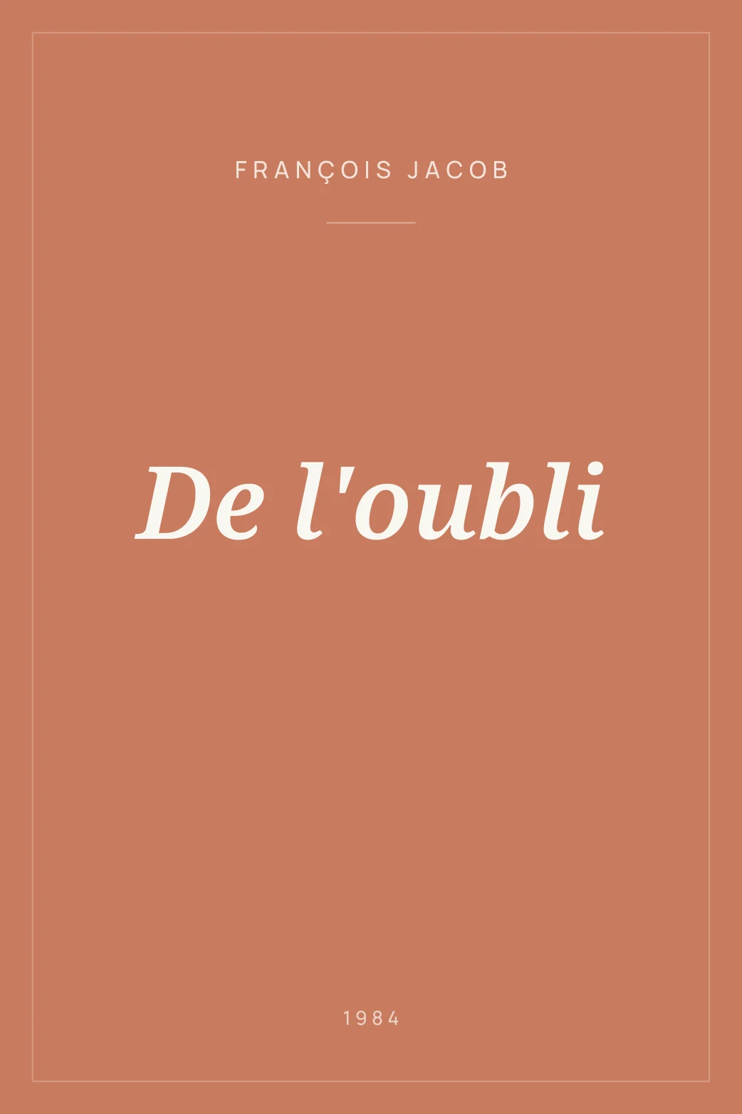 Portada de De l'oubli