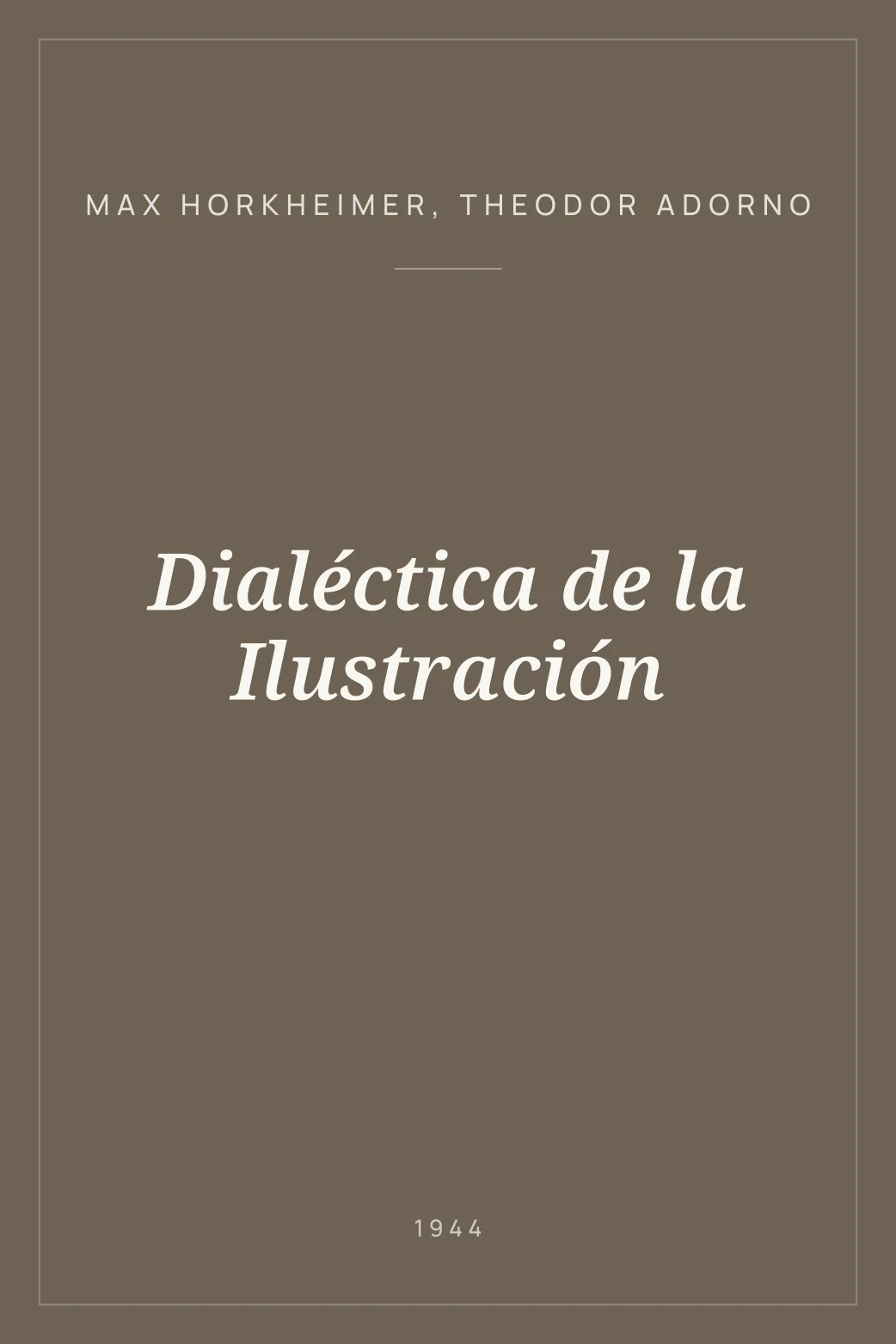 Portada de Dialéctica de la Ilustración