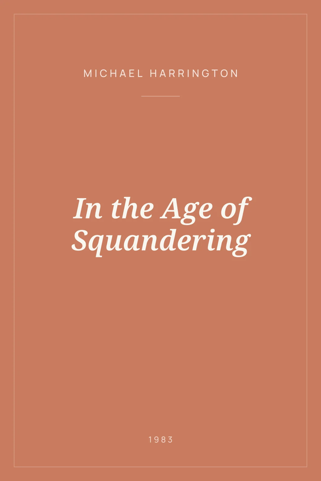 Portada de In the Age of Squandering