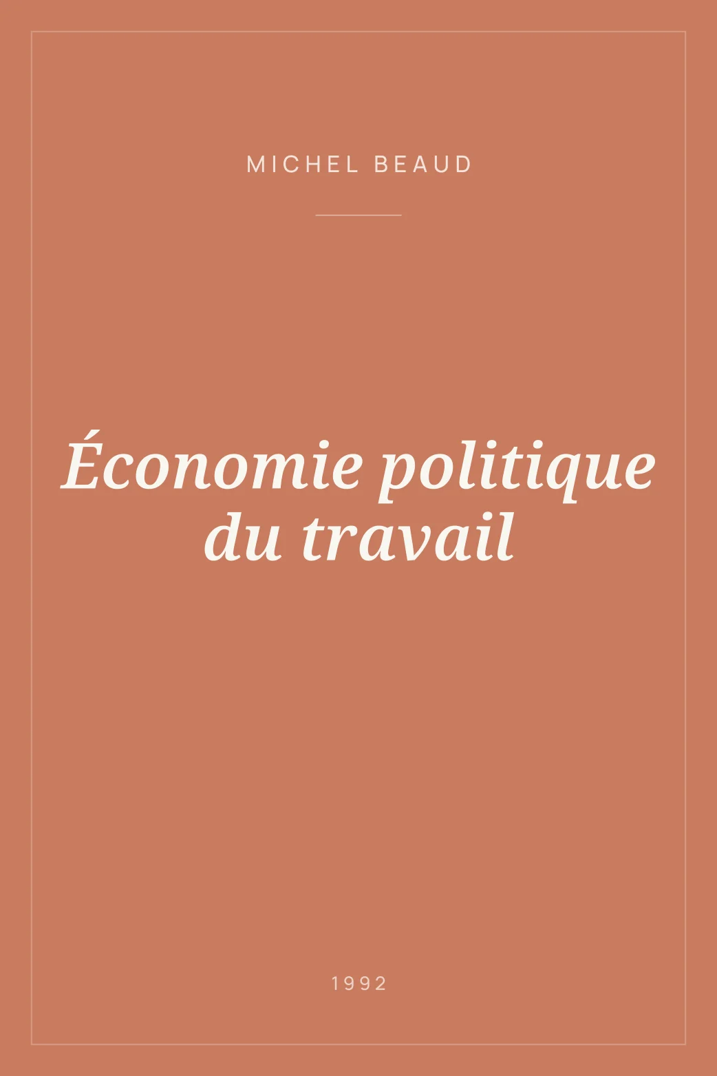 Portada de Économie politique du travail