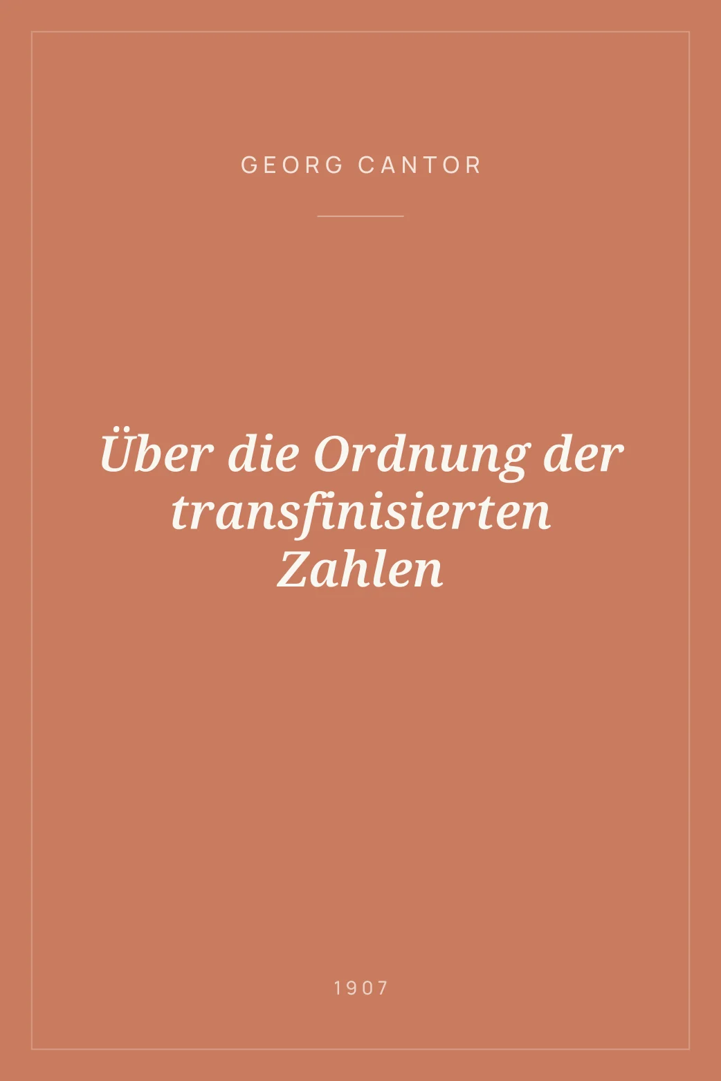 Portada de Über die Ordnung der transfinisierten Zahlen