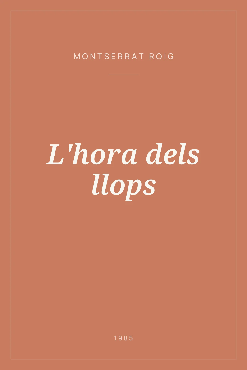 Portada de L'hora dels llops