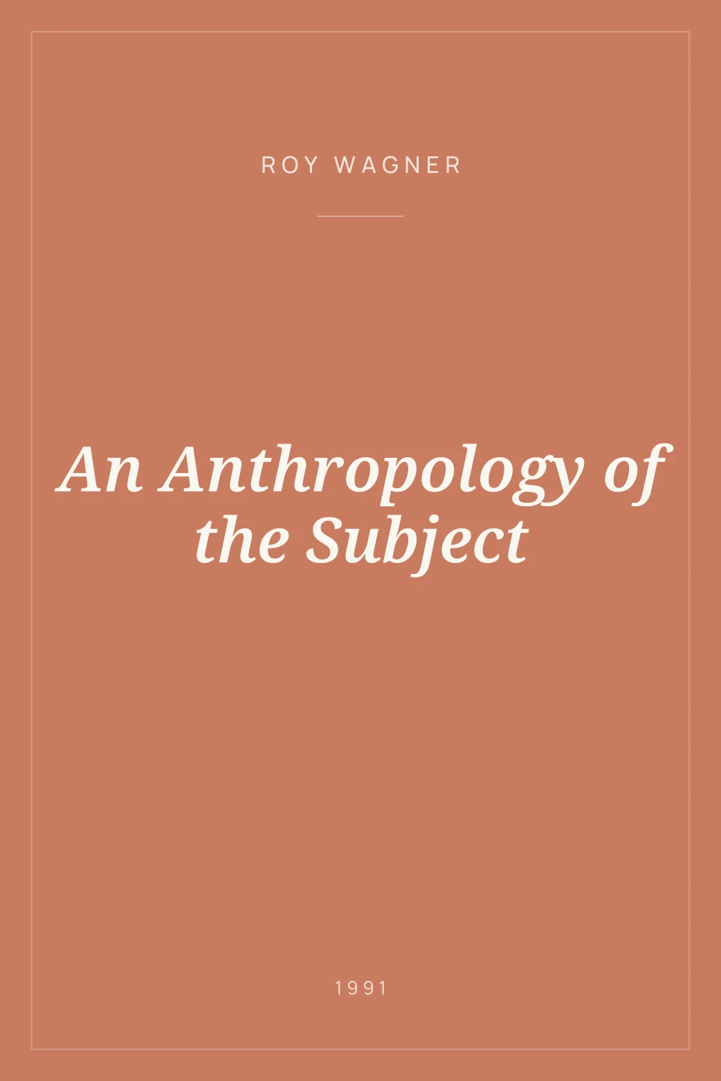 Portada de An Anthropology of the Subject
