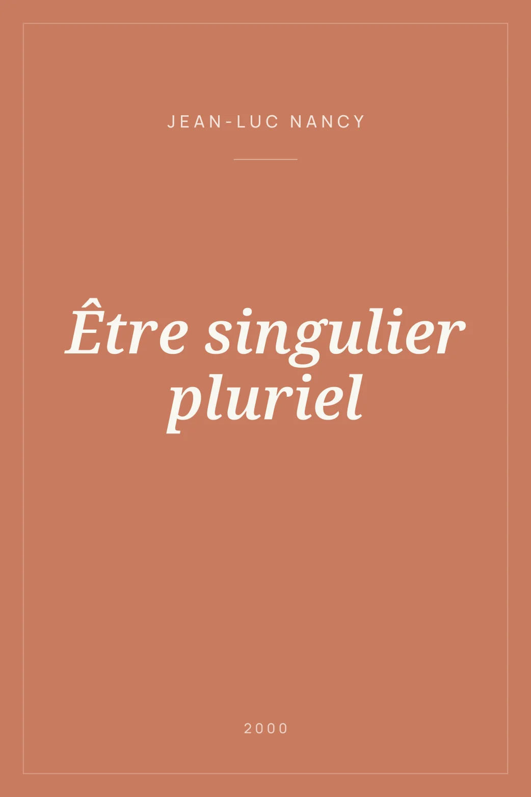 Portada de Être singulier pluriel