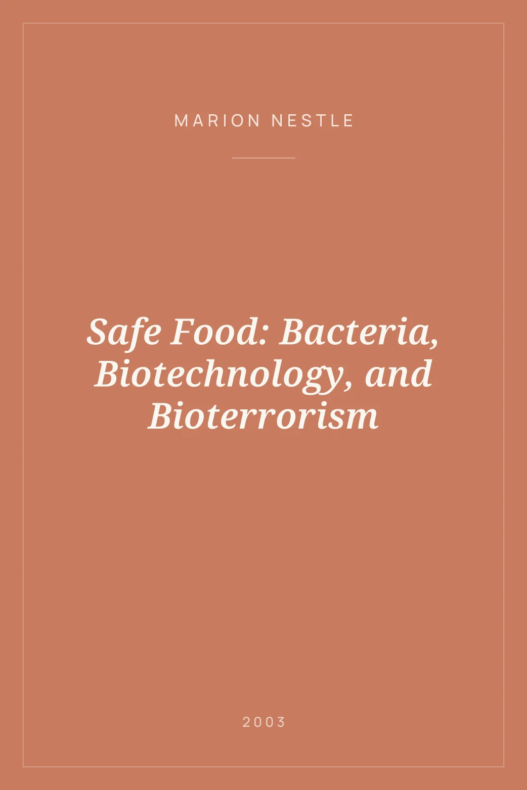 Portada de Safe Food: Bacteria, Biotechnology, and Bioterrorism