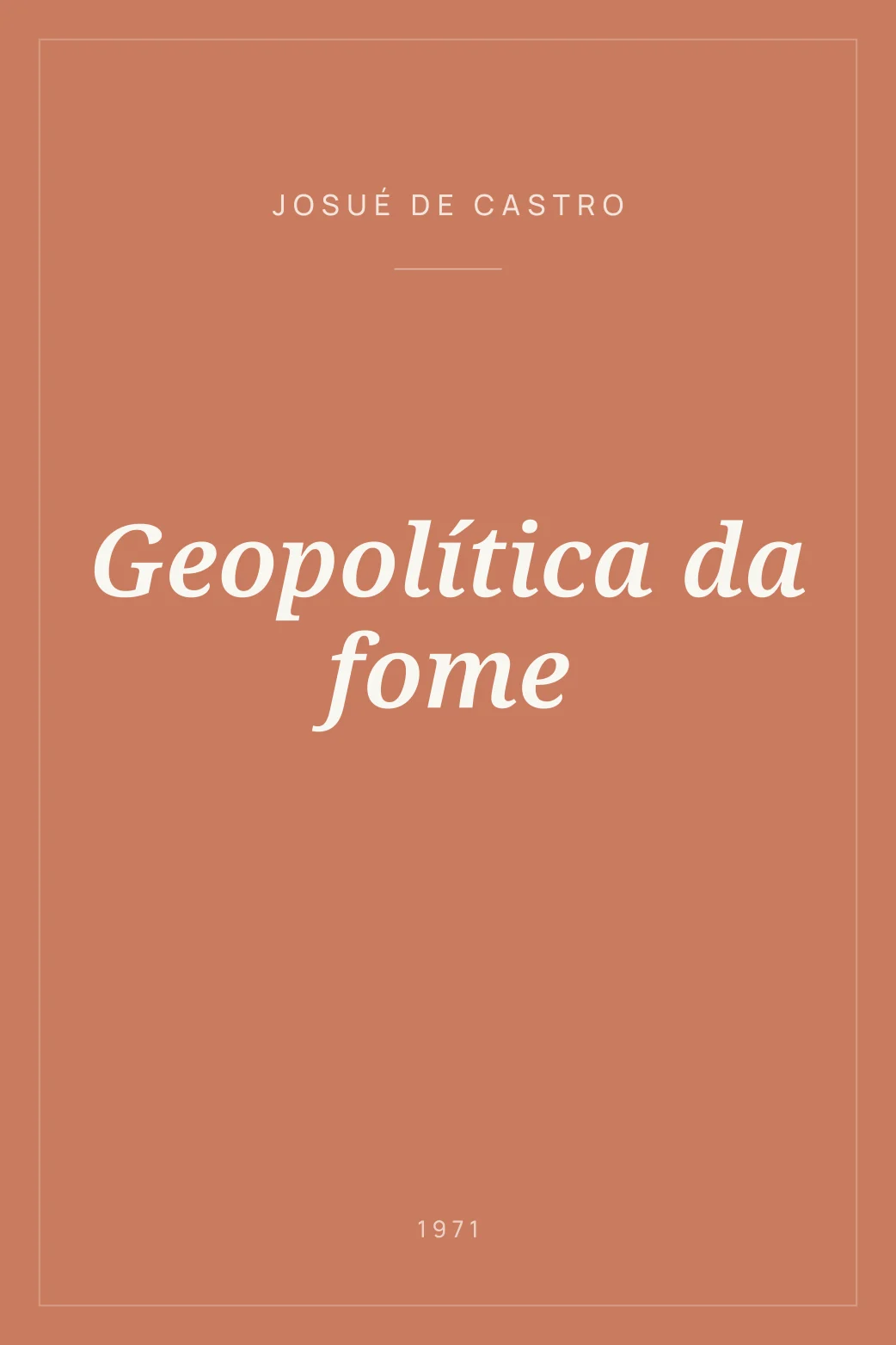 Portada de Geopolítica da fome