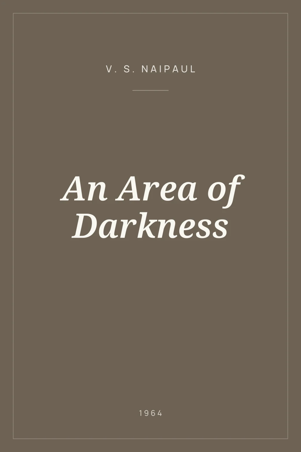 Portada de An Area of Darkness