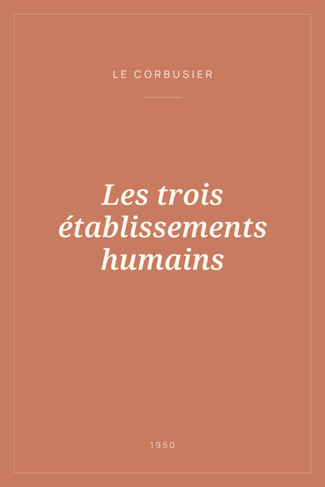 Portada de Les trois établissements humains