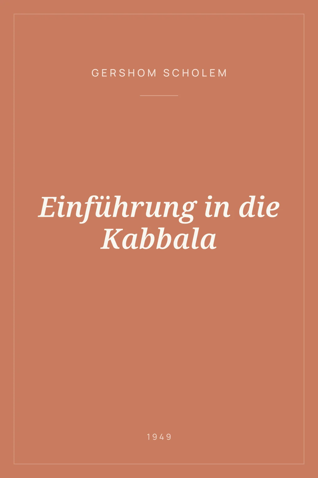 Portada de Einführung in die Kabbala