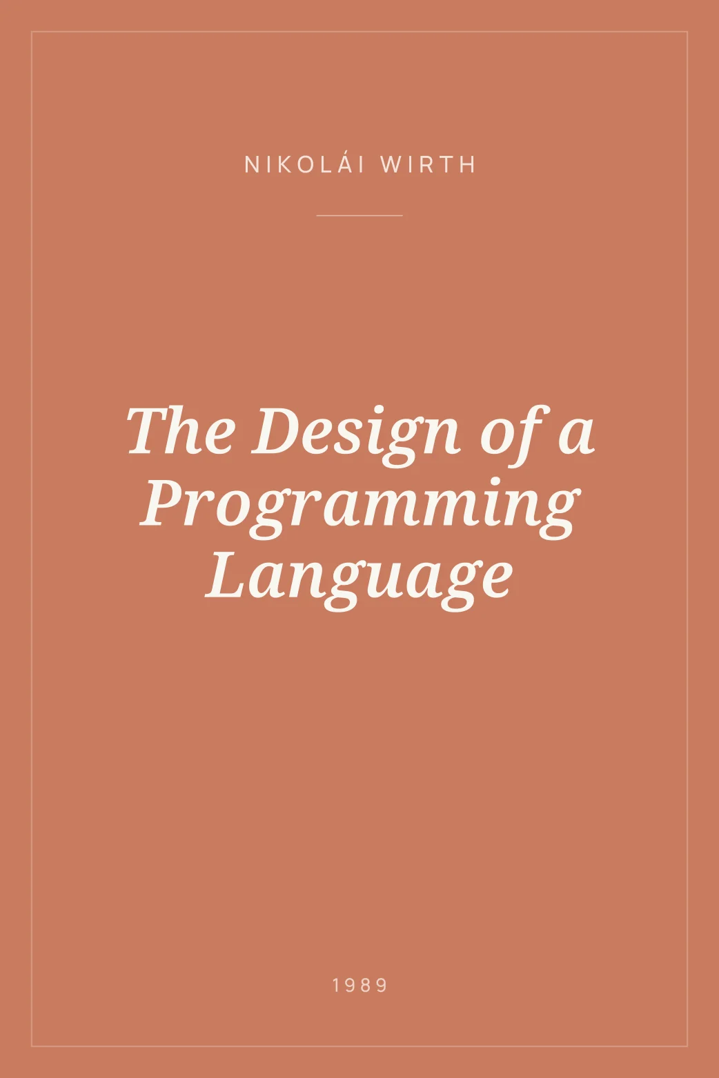Portada de The Design of a Programming Language