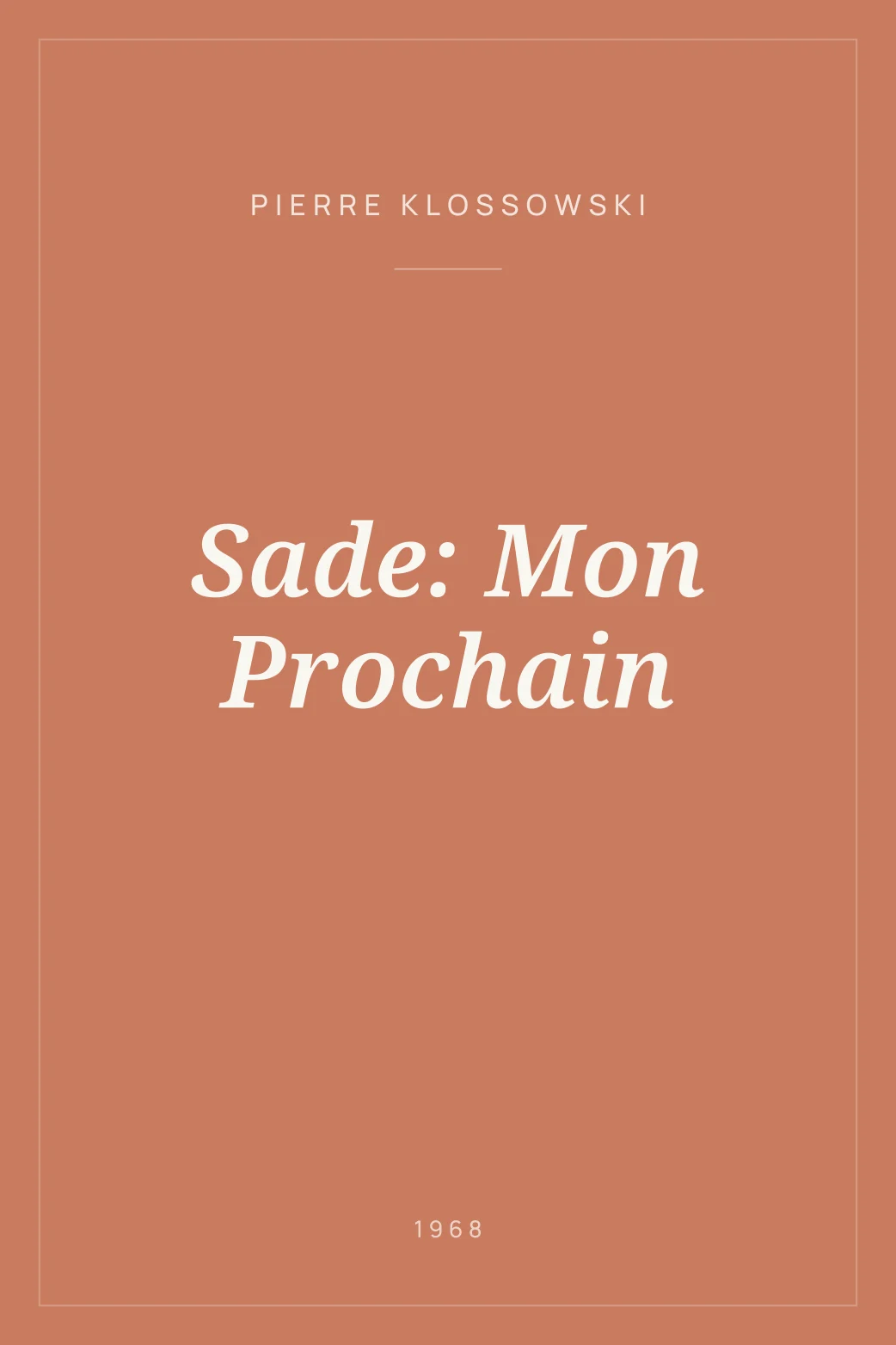 Portada de Sade: Mon Prochain
