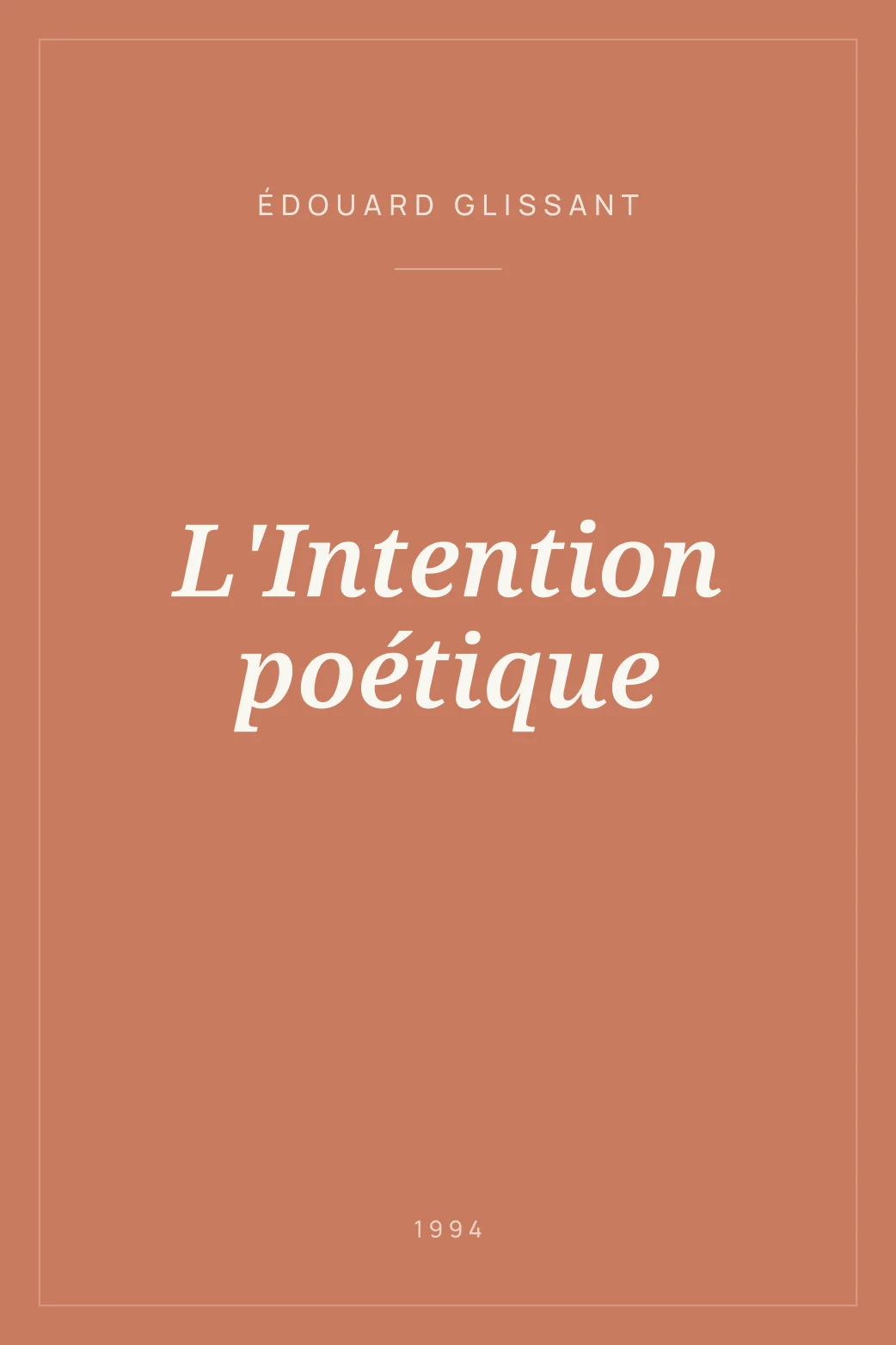 Portada de L'Intention poétique