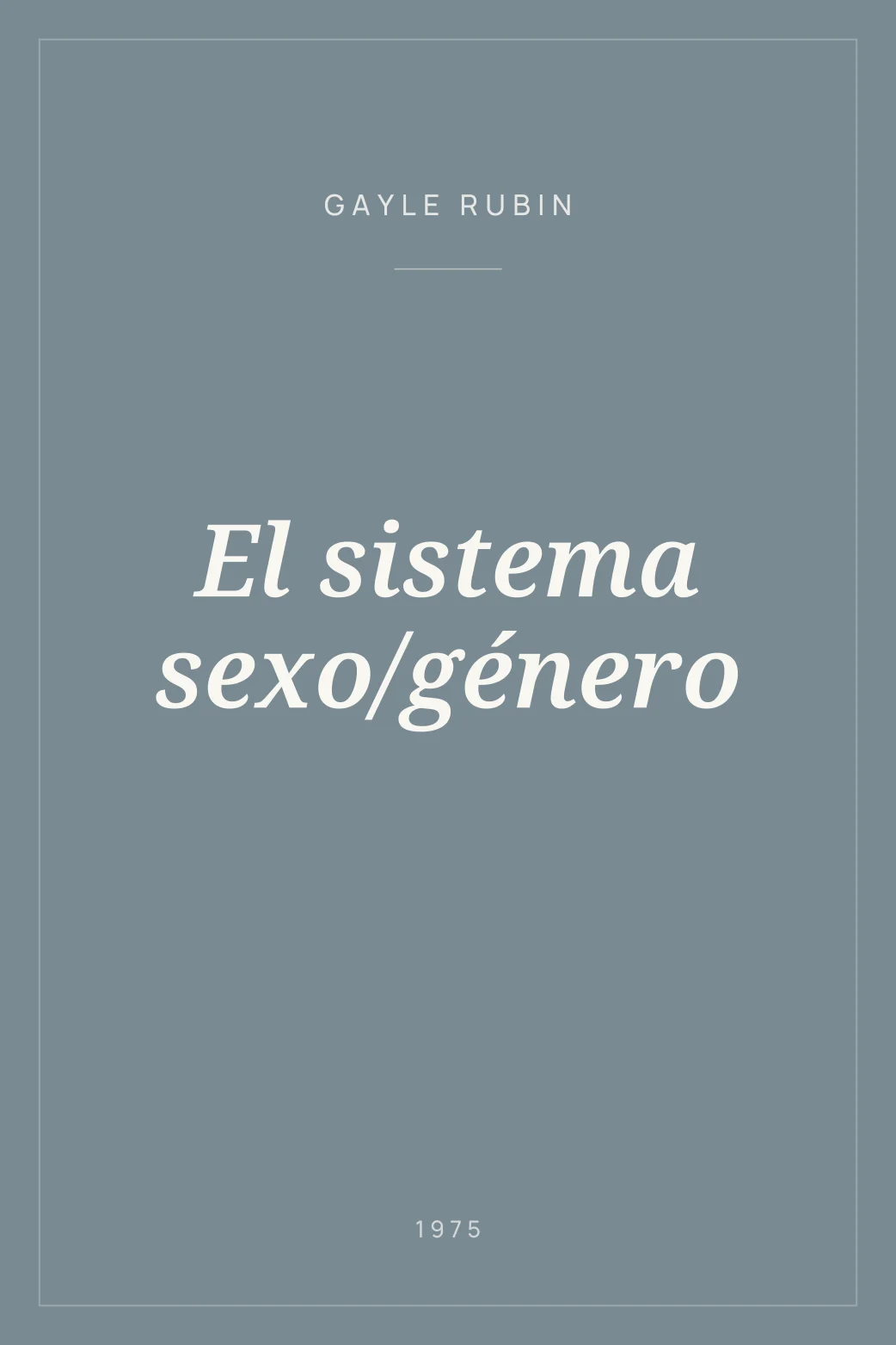 Portada de El sistema sexo/género