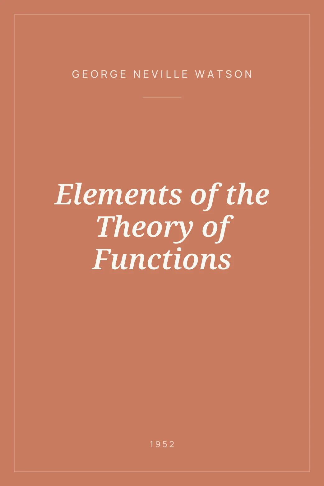 Portada de Elements of the Theory of Functions