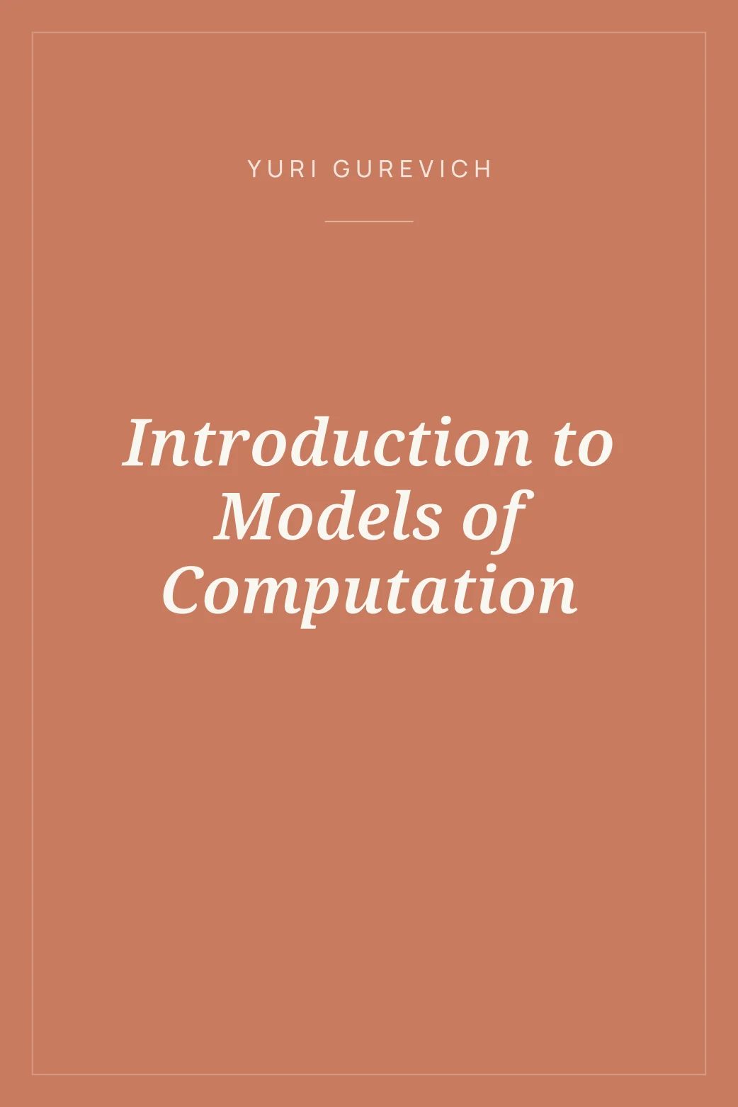 Portada de Introduction to Models of Computation