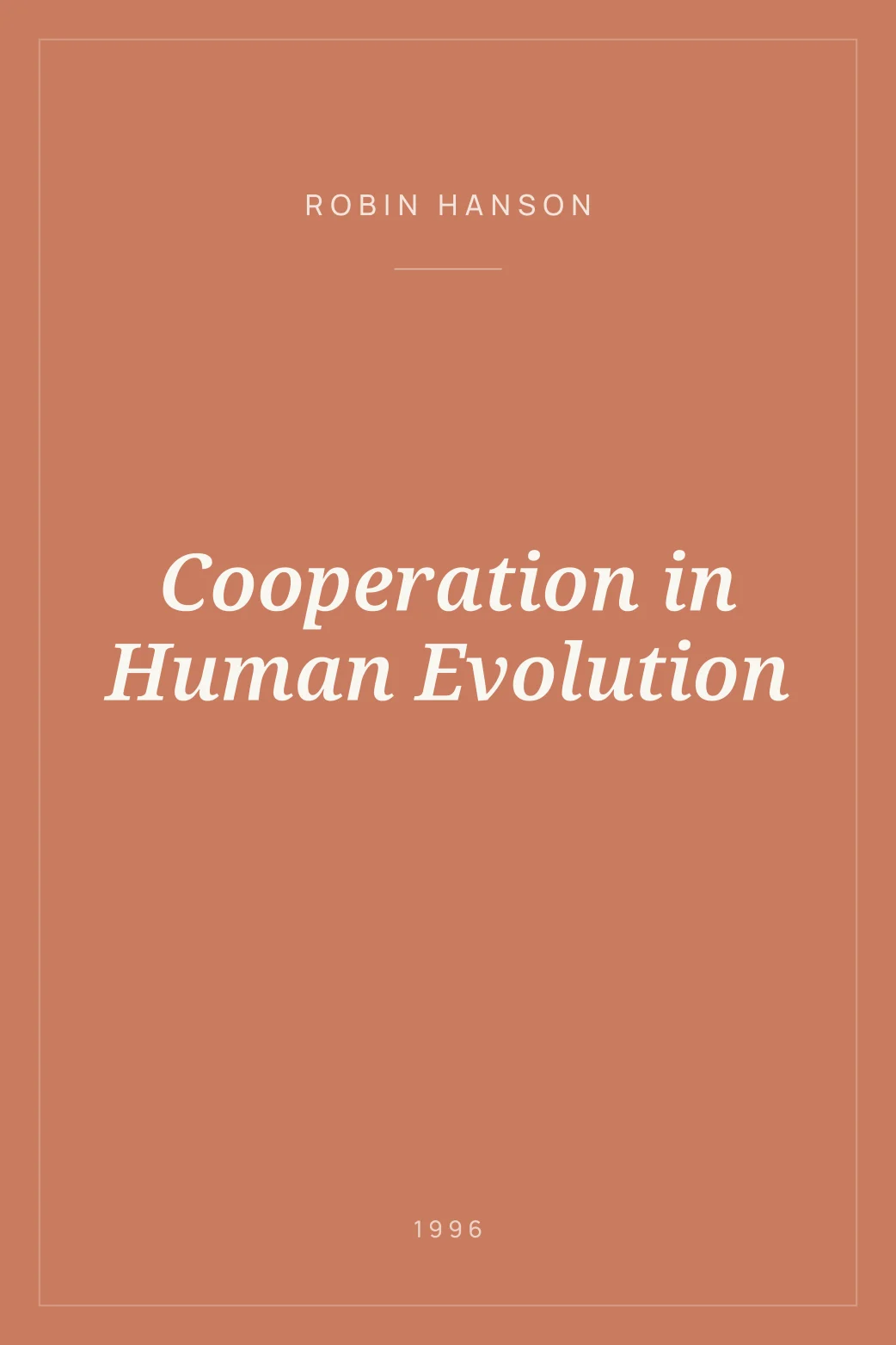 Portada de Cooperation in Human Evolution