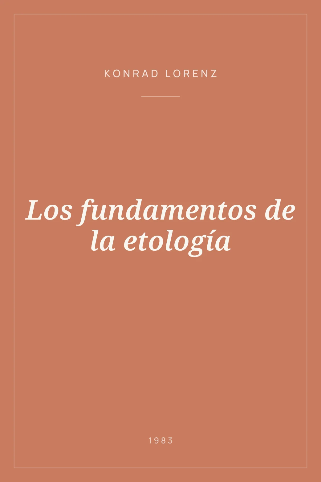 Portada de Los fundamentos de la etología