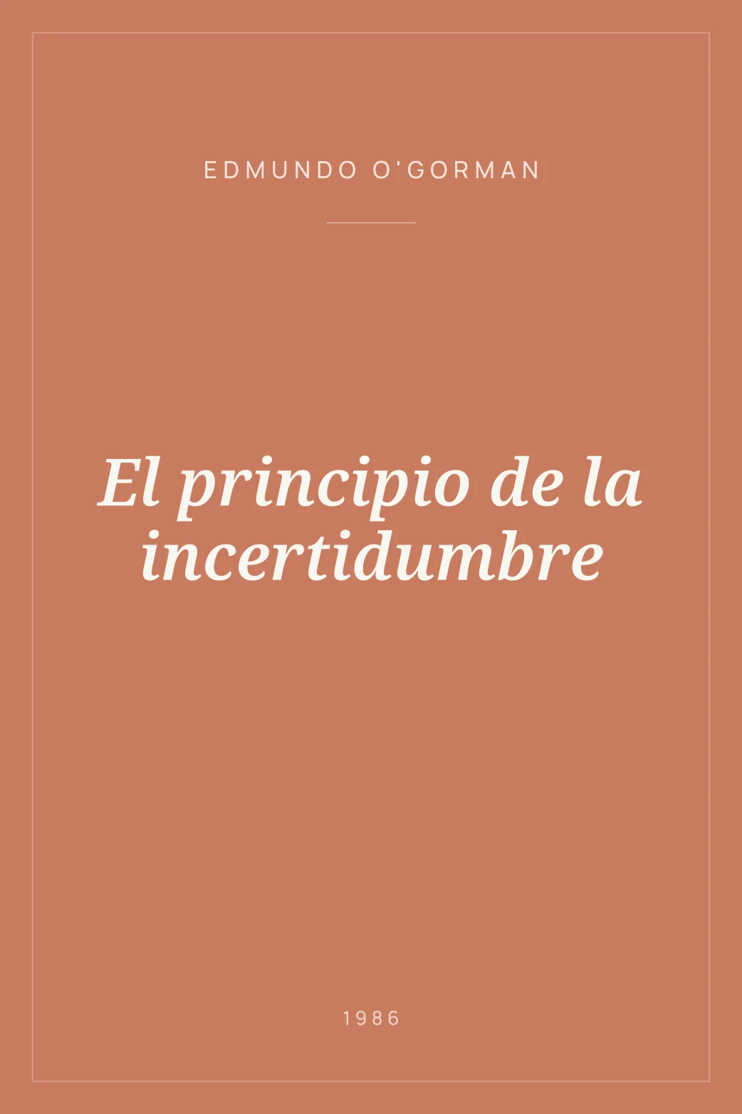 Portada de El principio de la incertidumbre