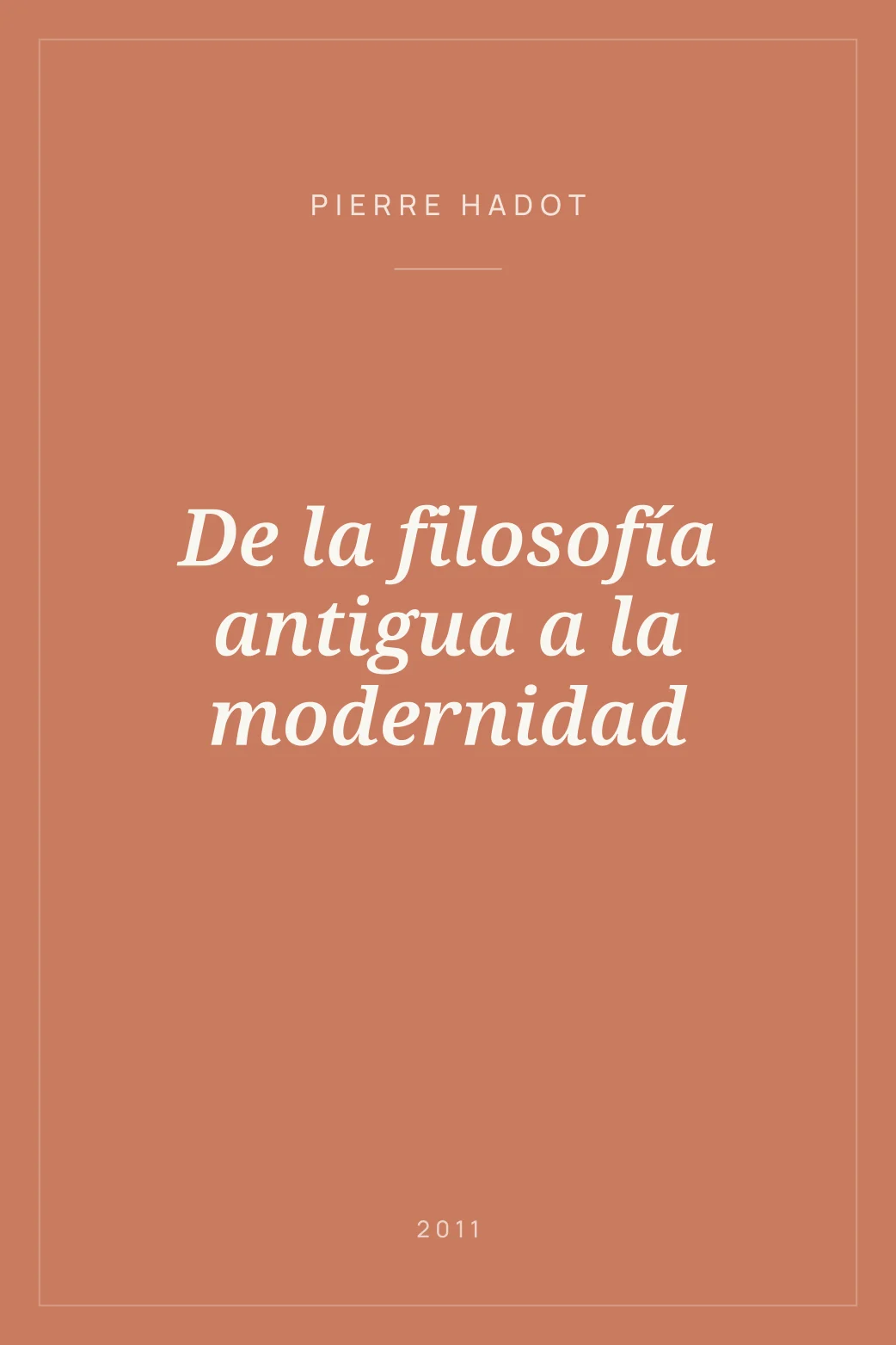 Portada de De la filosofía antigua a la modernidad