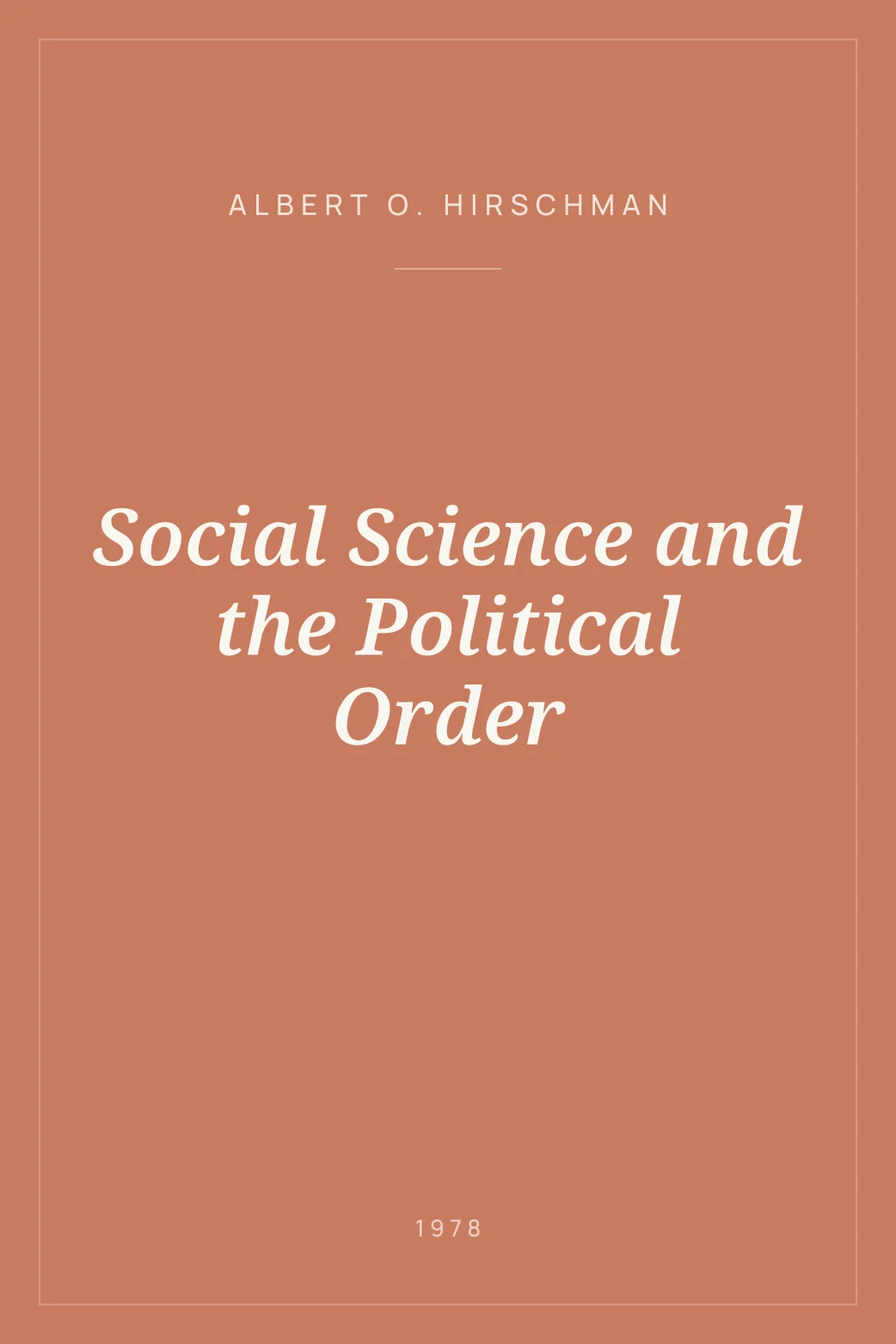 Portada de Social Science and the Political Order