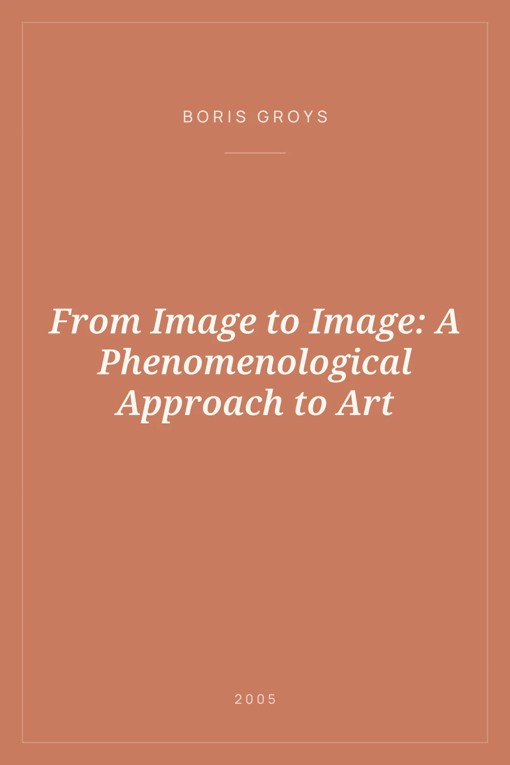Portada de From Image to Image: A Phenomenological Approach to Art