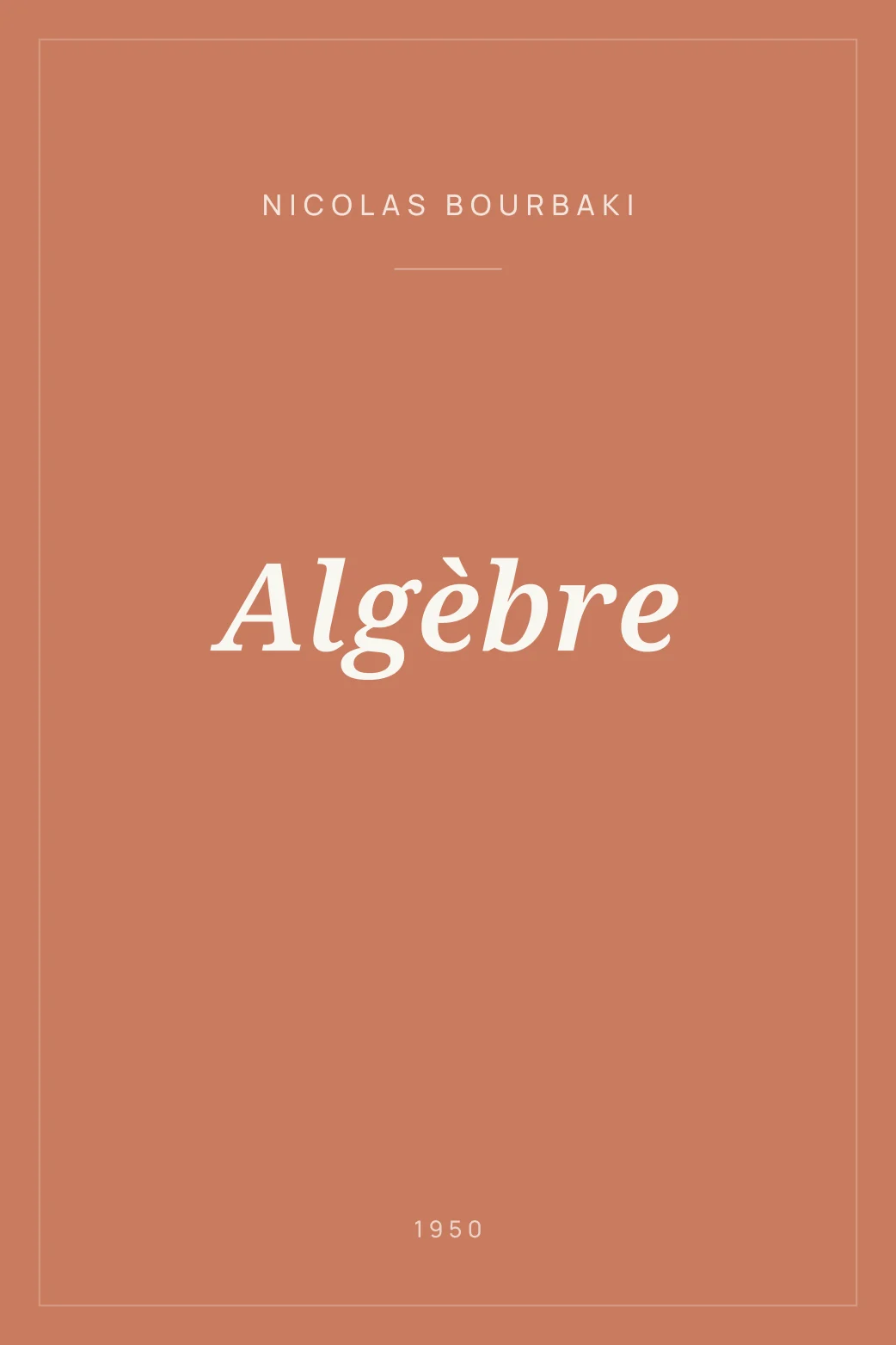 Portada de Algèbre