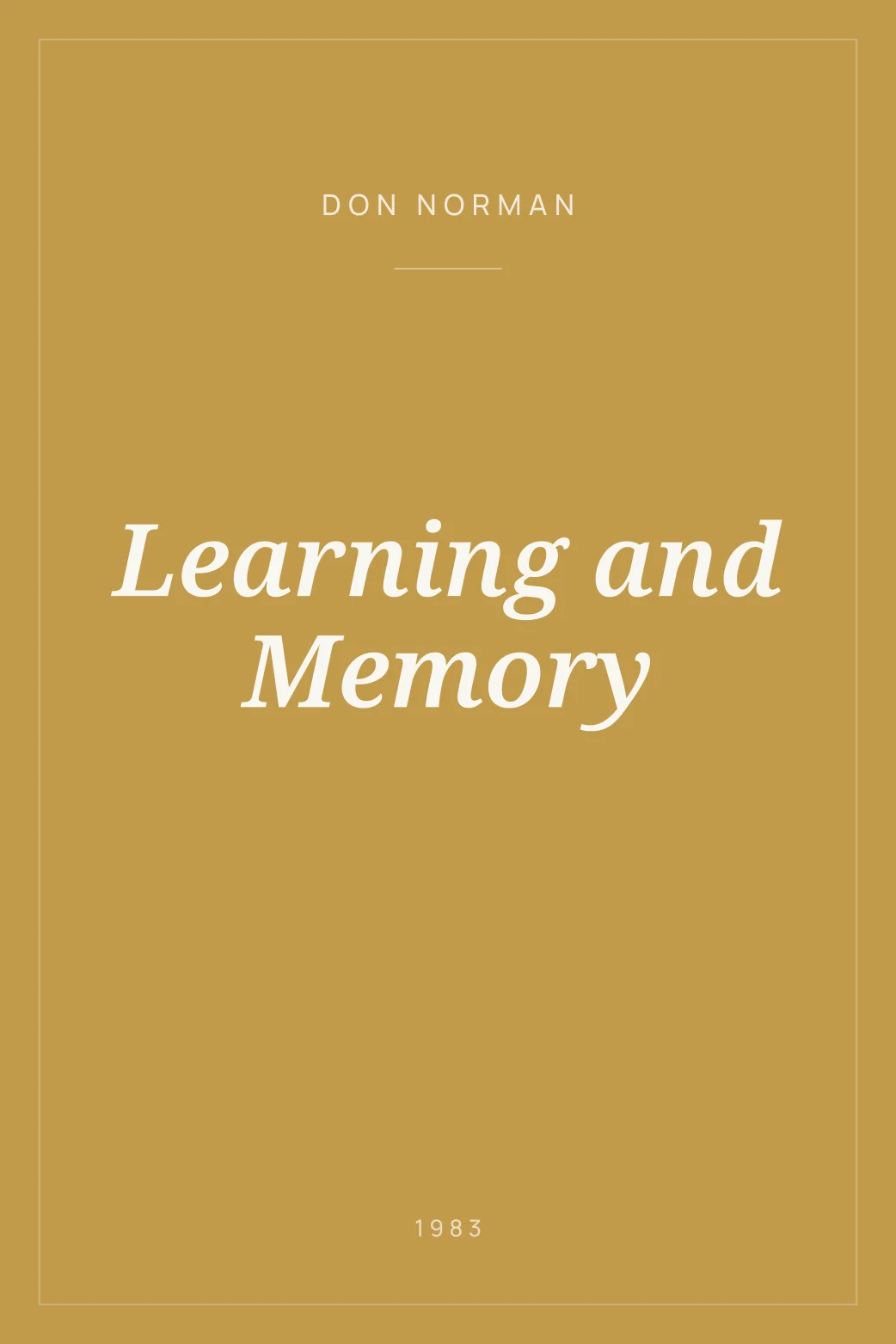 Portada de Learning and Memory