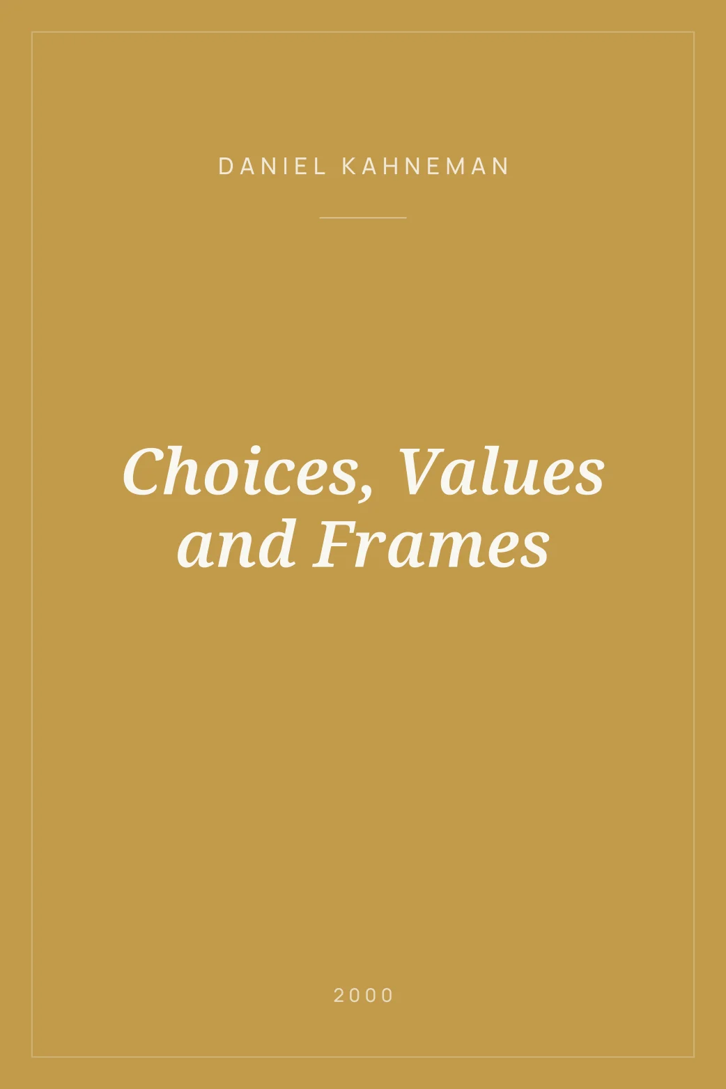 Portada de Choices, Values and Frames