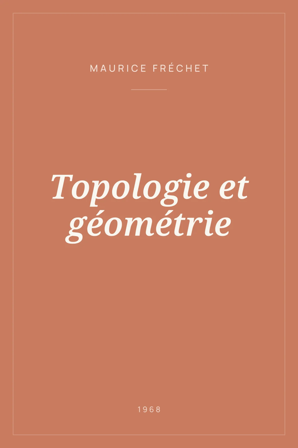Portada de Topologie et géométrie