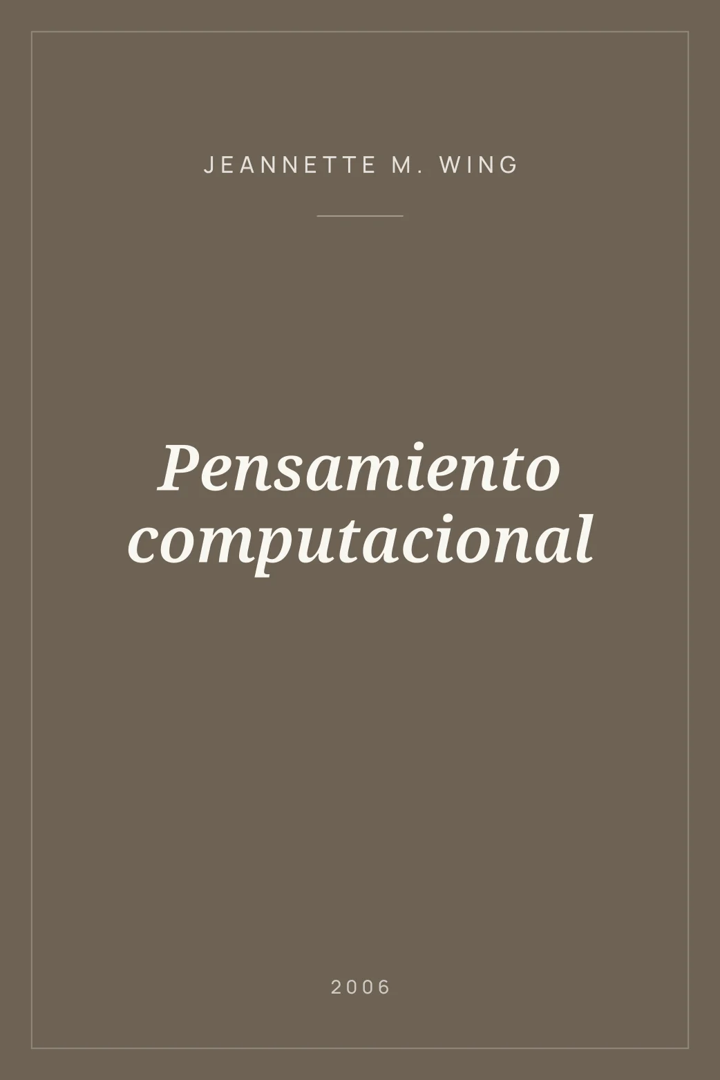 Portada de Pensamiento computacional