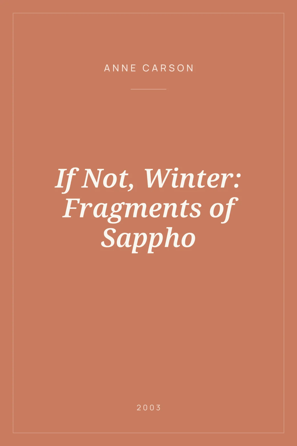 Portada de If Not, Winter: Fragments of Sappho